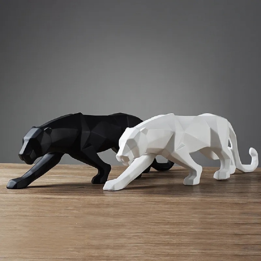 Home Decor Modern Organic - Panther Statue Wildlife Animal Figurine Abstract