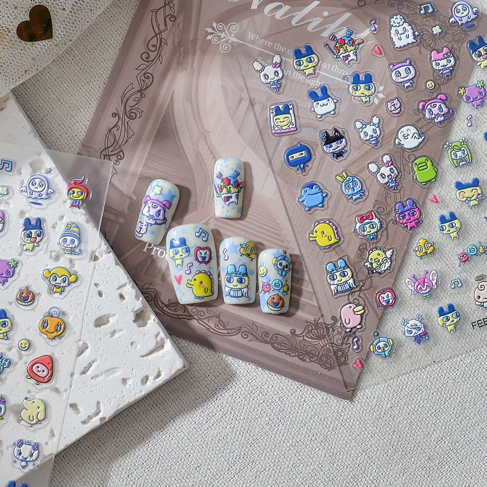 Home Decor Sticker - Tamagotchi Cartoon 3D Embossed Relief Nail