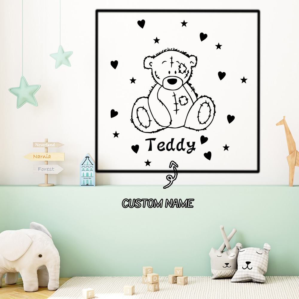Home Decor Sticker - 1PC Romantic Teddy bear Customized Name