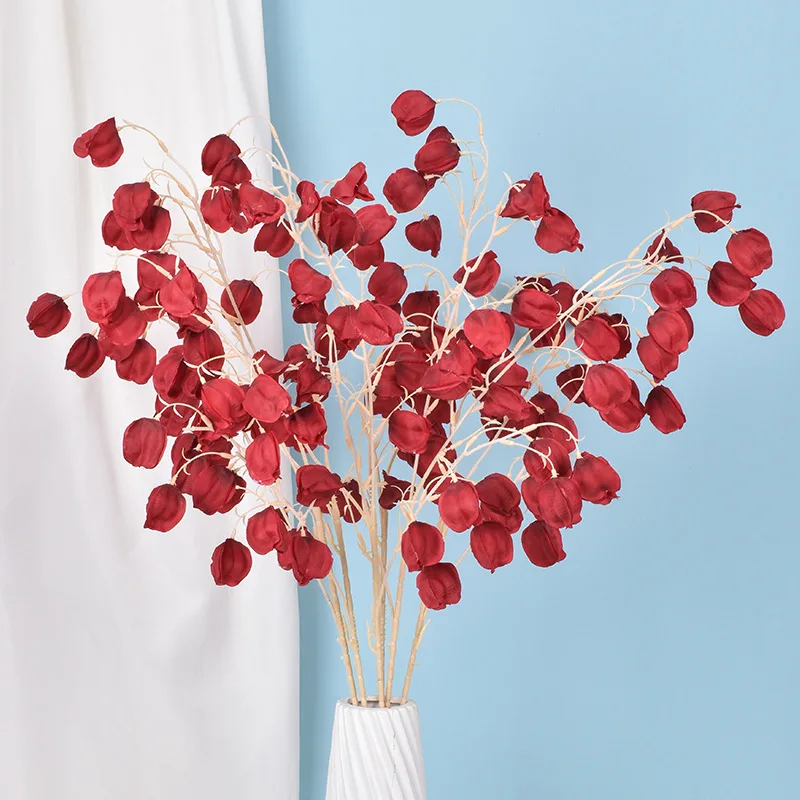 Artificial Hanging Plants - 3 Fork Artificial Cape Gooseberry Flower