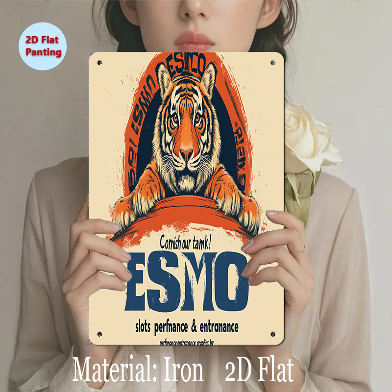 Home Decor Design Ideas - Vintage Tiger Design Iron Metal Sign