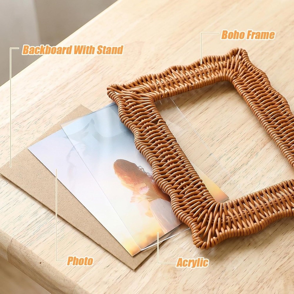 Boho Style Vintage Rattan Phot - Bamboo Photo Frame recension och pris