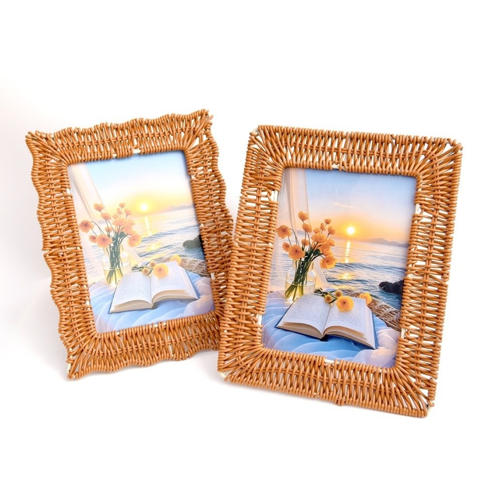 Boho Style Vintage Rattan Phot - Bamboo Photo Frame recension och pris