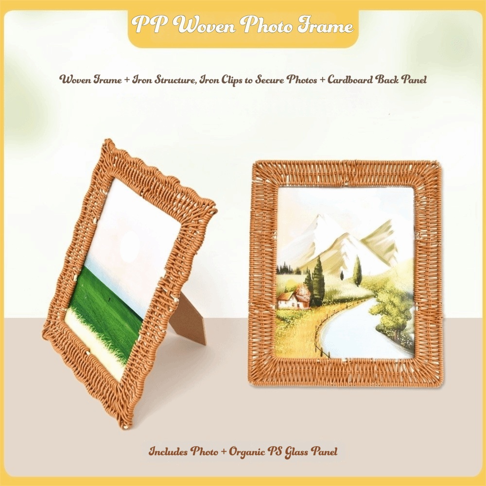 Boho Style Vintage Rattan Phot - Bamboo Photo Frame recension och pris