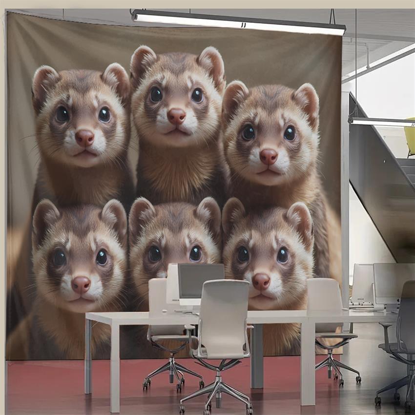 Cute Ferret Group Tapestry Wal - Home Decor Design Ideas recension och pris
