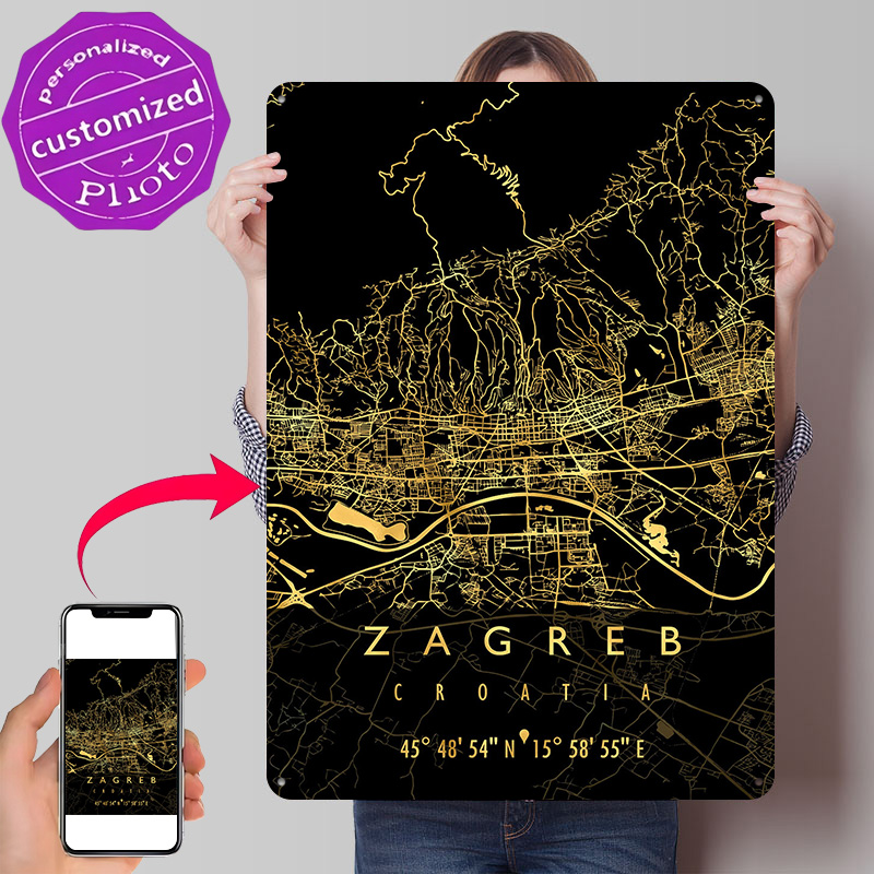 ZAGREB MAP CROATIA 3D Texture  - Home Decor Zagreb recension och pris