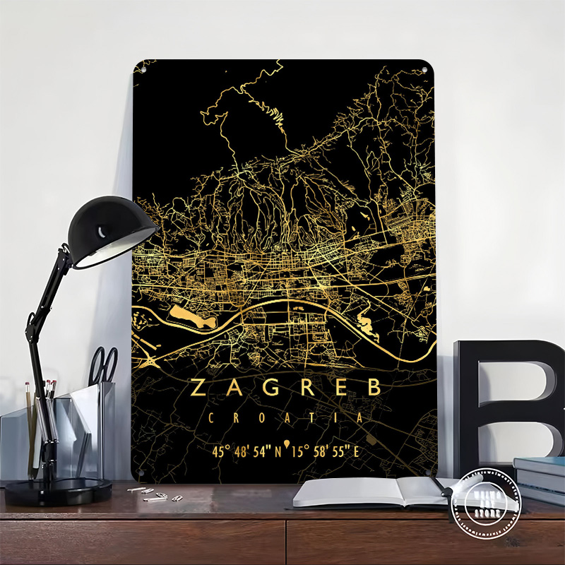 ZAGREB MAP CROATIA 3D Texture  - Home Decor Zagreb recension och pris
