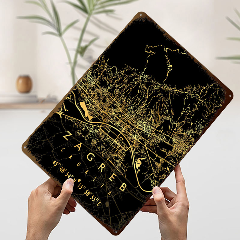 ZAGREB MAP CROATIA 3D Texture  - Home Decor Zagreb recension och pris
