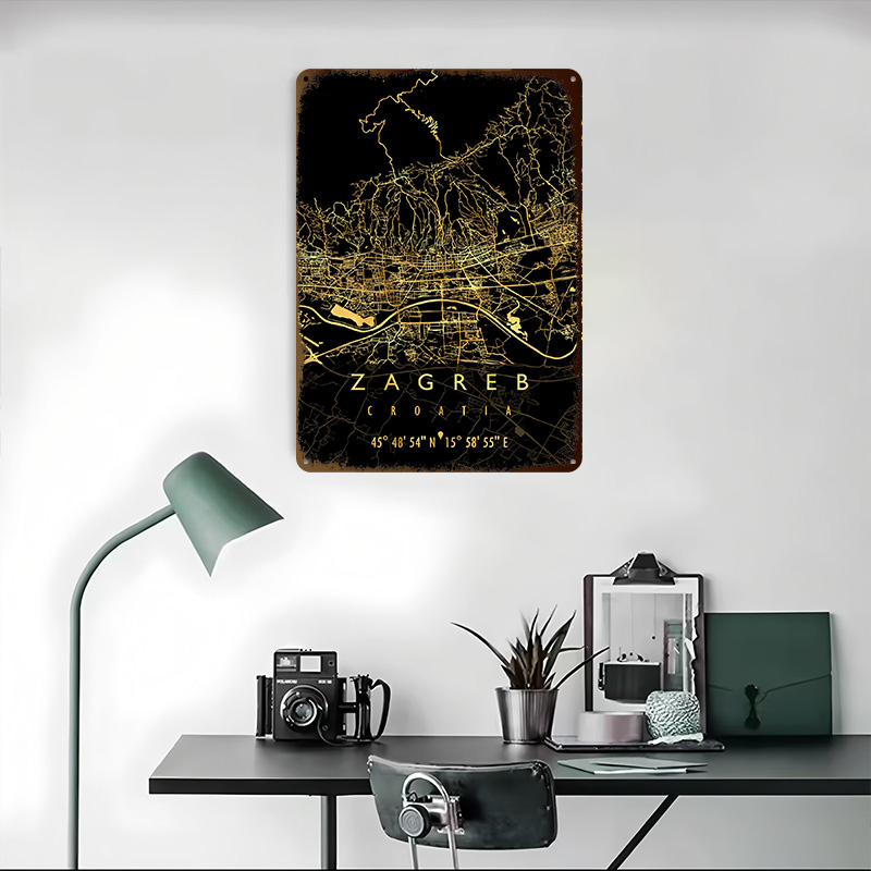ZAGREB MAP CROATIA 3D Texture  - Home Decor Zagreb recension och pris