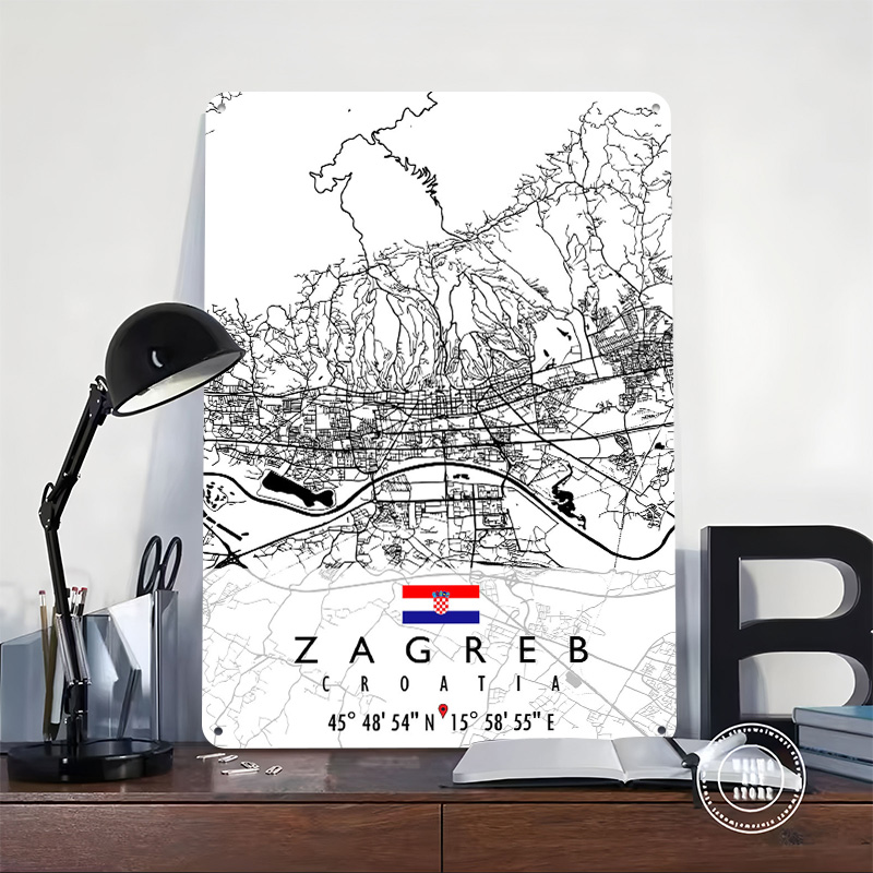 ZAGREB MAP CROATIA 3D Texture  - Home Decor Zagreb recension och pris