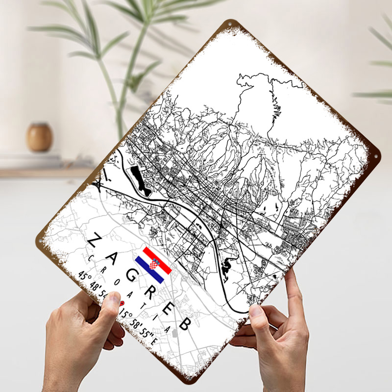 ZAGREB MAP CROATIA 3D Texture  - Home Decor Zagreb recension och pris