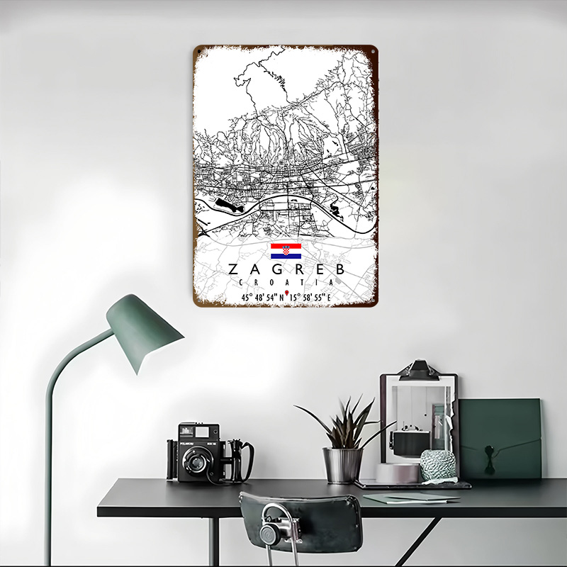 ZAGREB MAP CROATIA 3D Texture  - Home Decor Zagreb recension och pris