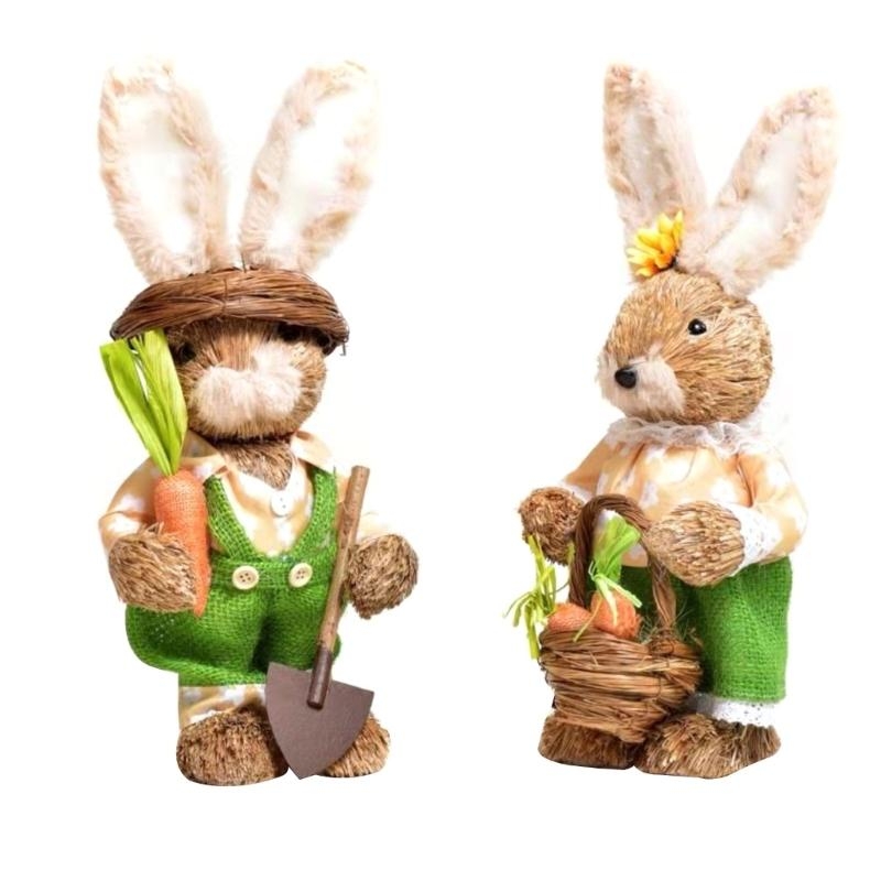 Straw Rabbit Bunny Decorations - Home Decor Modern Organic recension och pris