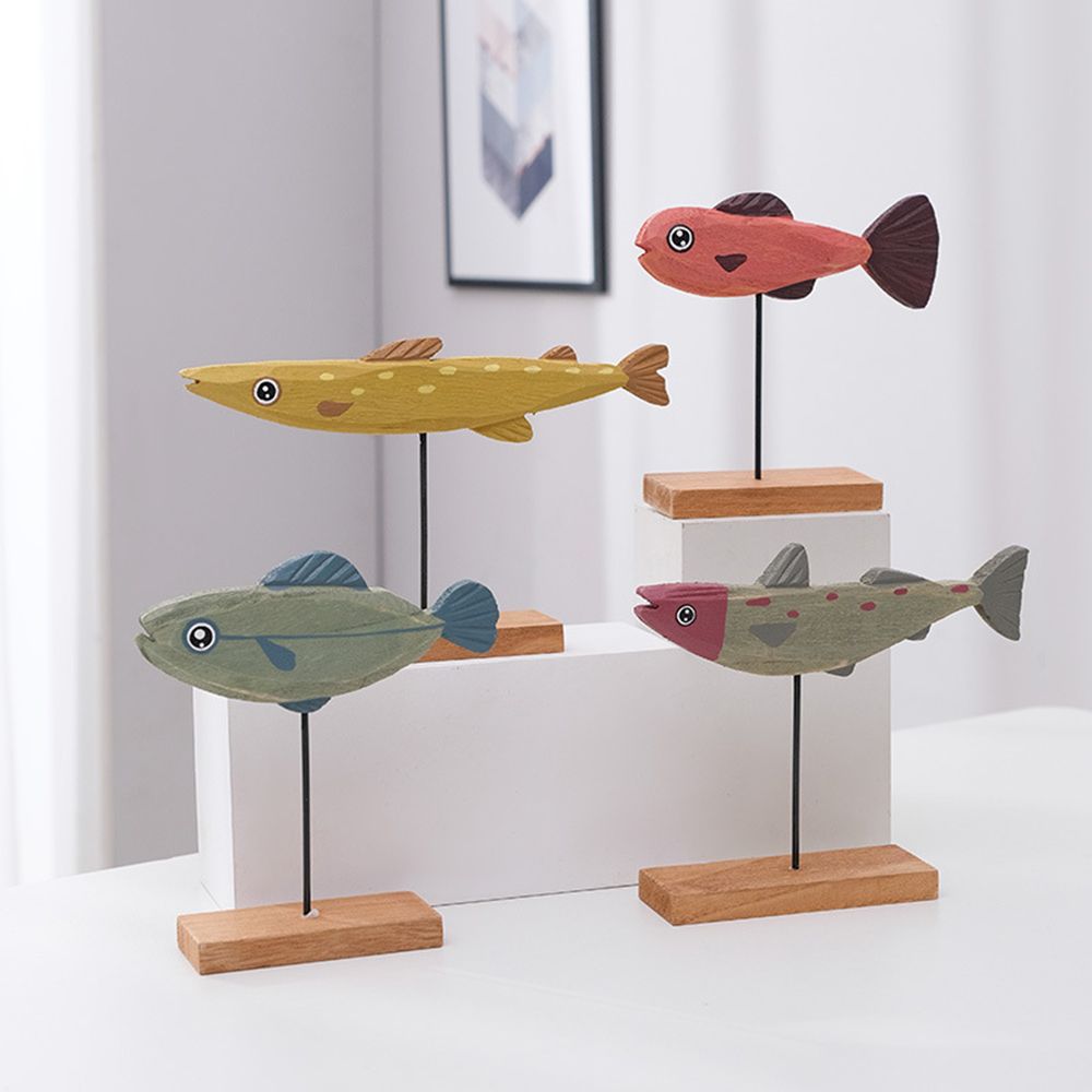 Colorful Wooden Fish Statue No - Home Decor Modern Organic recension och pris