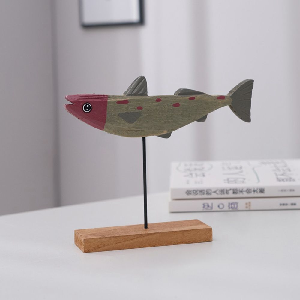 Colorful Wooden Fish Statue No - Home Decor Modern Organic recension och pris