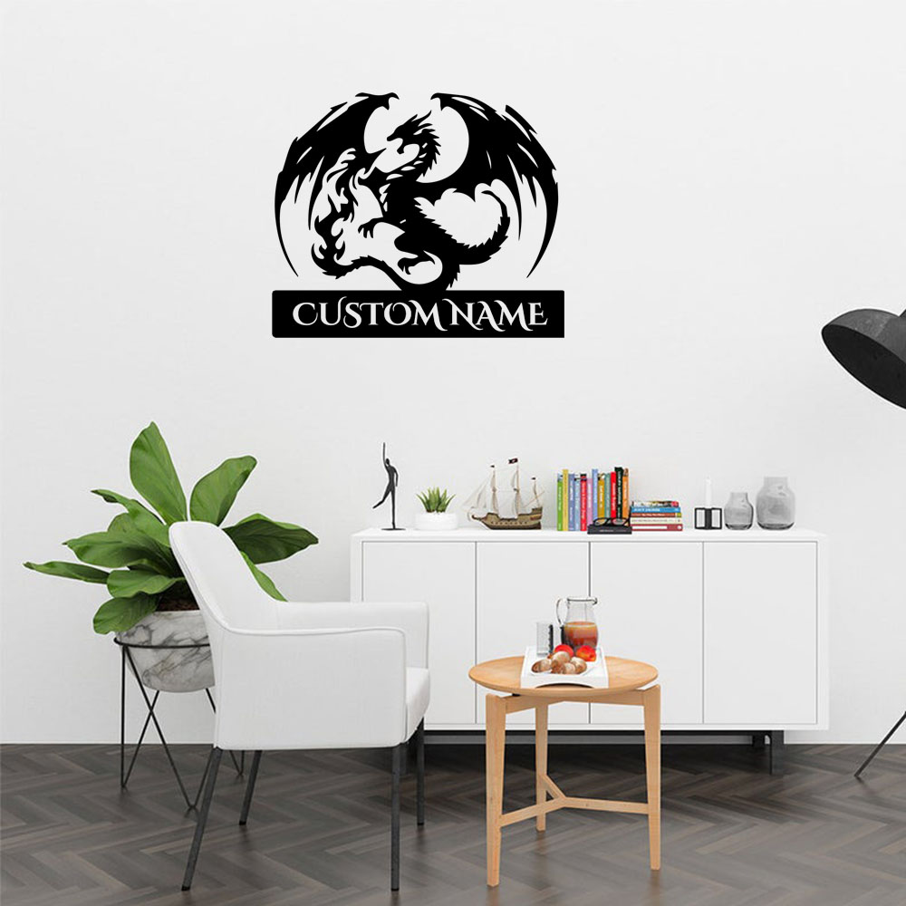 1PC Cute Dragon Custom Text Na - Home Decor Sticker recension och pris