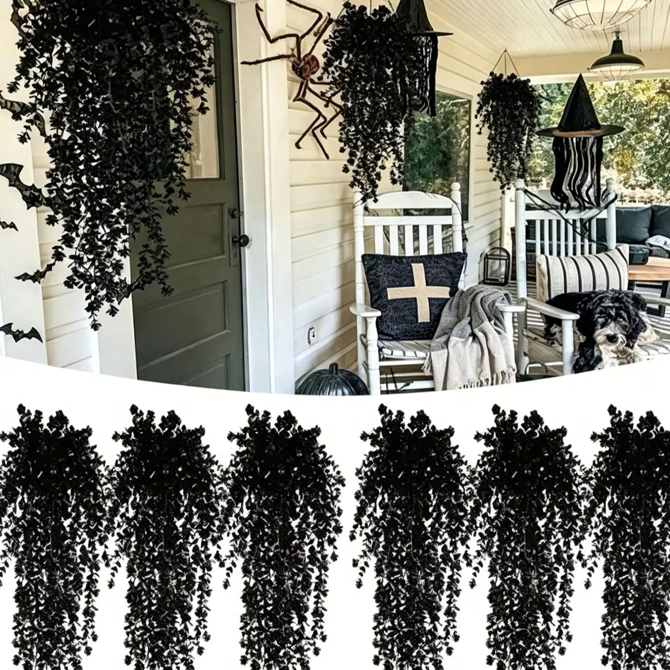 6pcS Halloween Black Artificia - Artificial Hanging Plants recension och pris