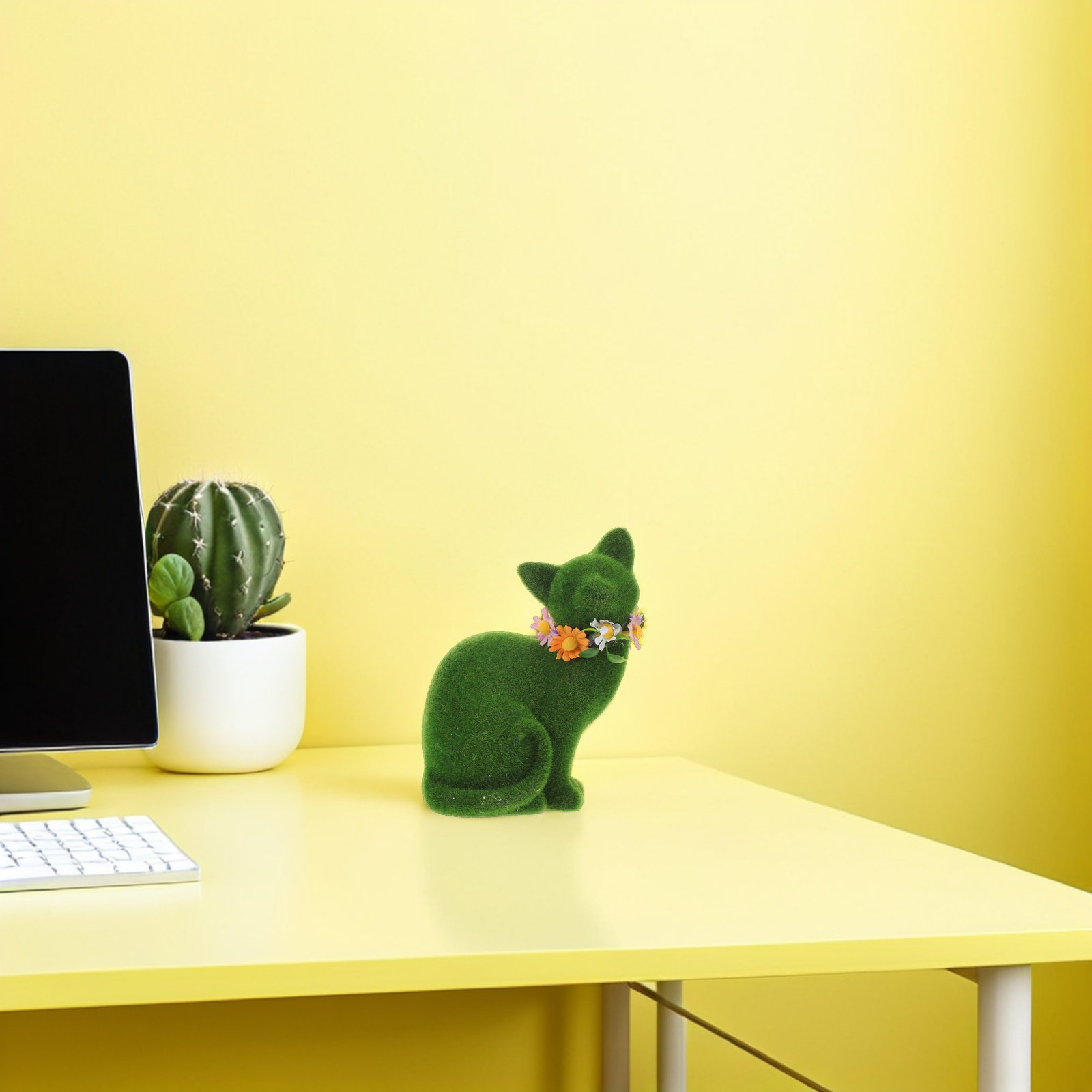 Green Flocked Cat Sculpture Re - Home Decor Design Ideas recension och pris