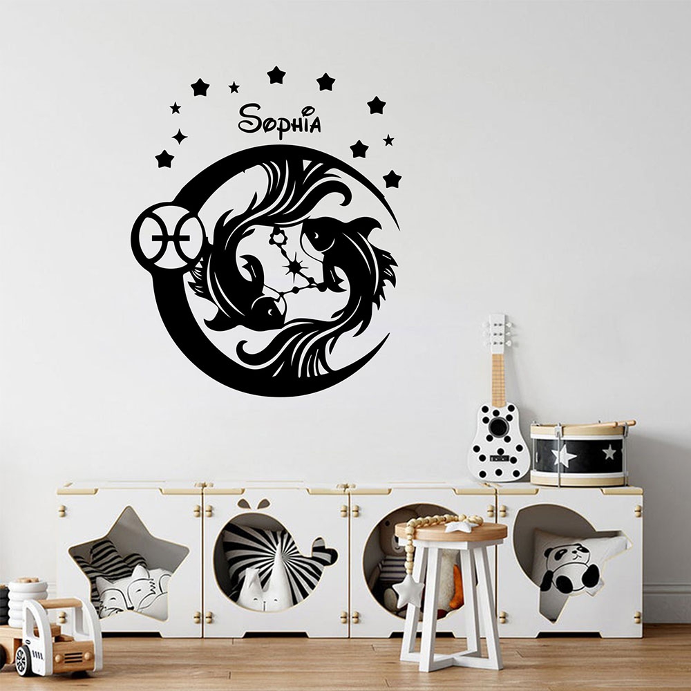 1PC Diy Pisces Customized Text - Home Decor Sticker recension och pris